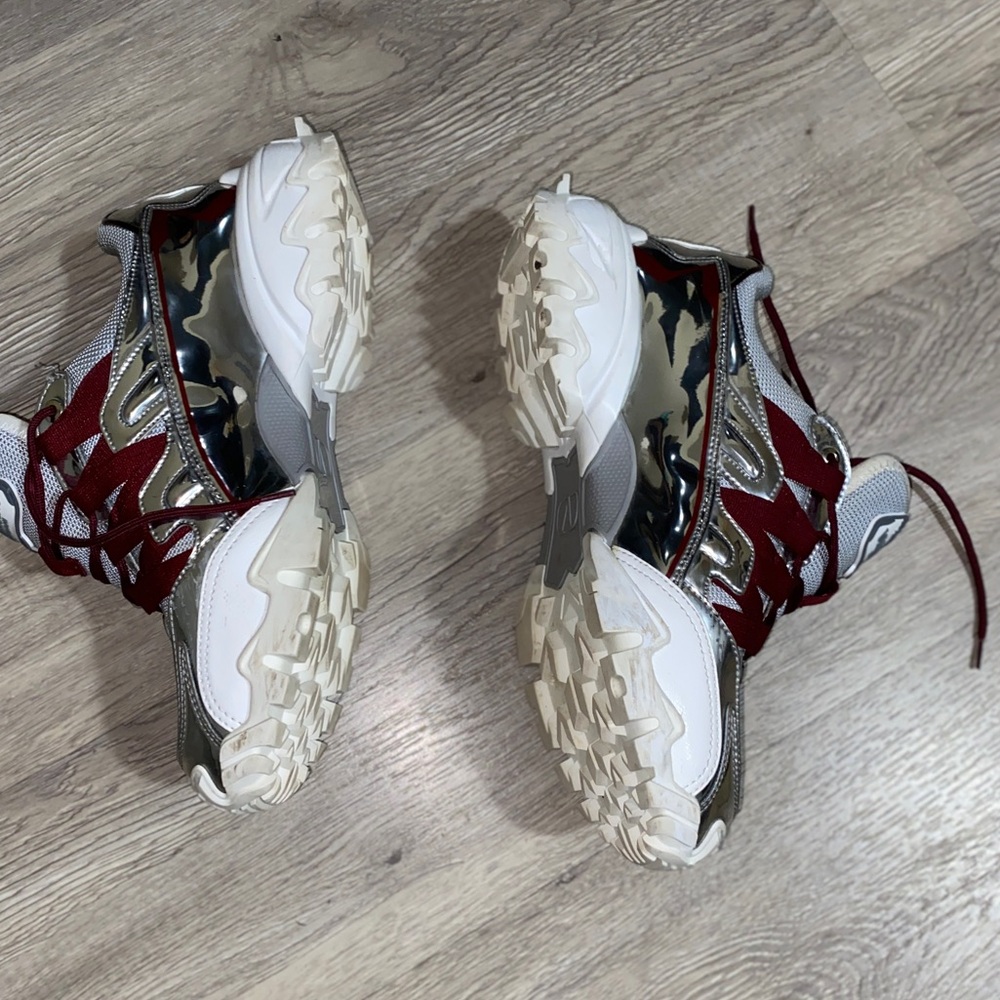 VALENTINO GARAVANI  Sneaker Climber Sliver/Burgundy EUR 38.5 USA W8-8.5 M 7-7.5 - Picture 8 of 16